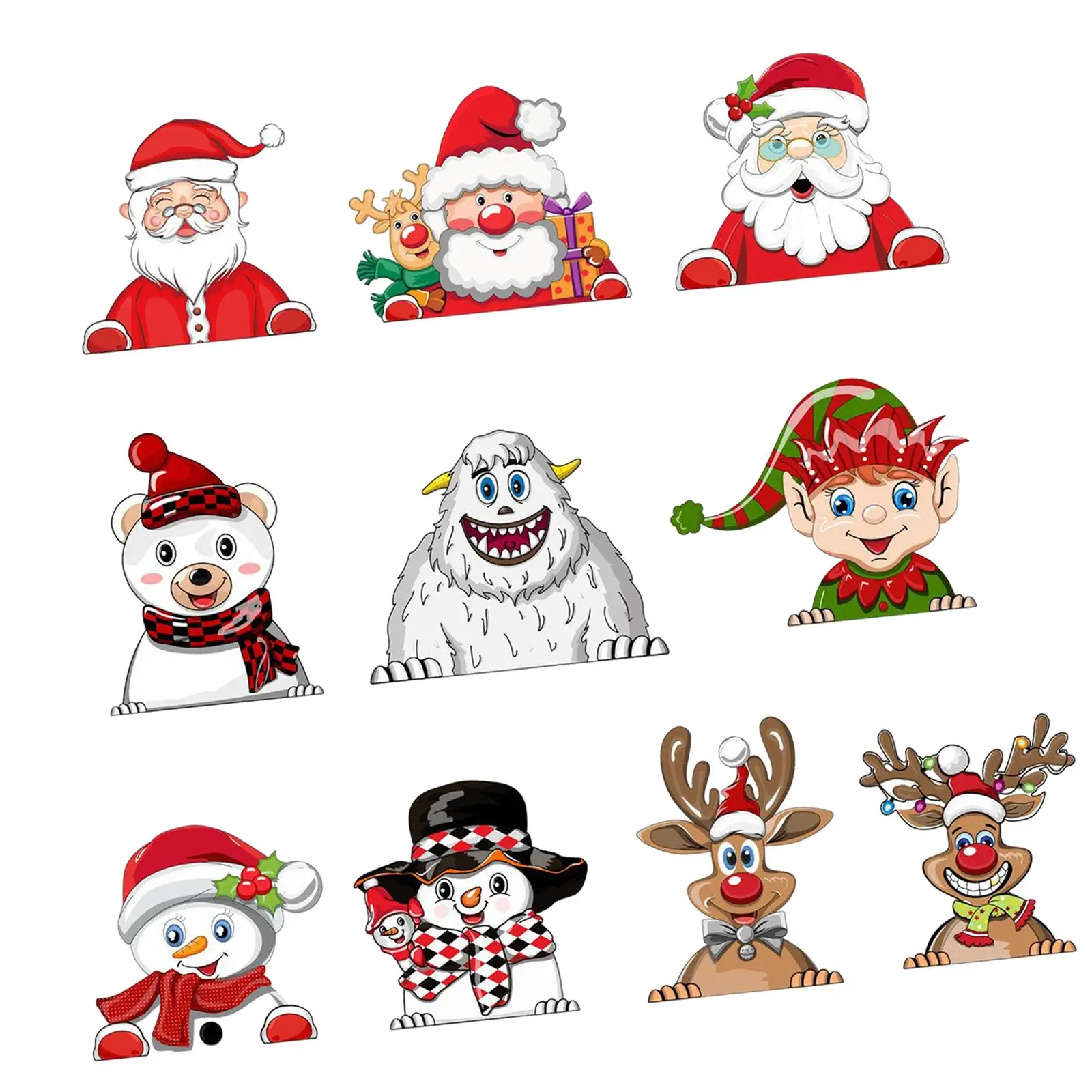 

10 Pieces Christmas Car Window Decals Window Clings for Glass Suvs