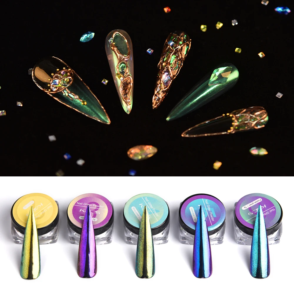 Nail Art Mirror Glitter Powder UV Gel Polish Chrome Dust Sequins Gold Silver 1pot DIY Decoration Manicure Supplies Tool