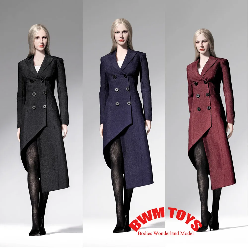 

POP COSTUME 1/6 Scale Irregular Lapel Long Windbreaker Stocking High Shoes Accessory Model for 12'' Female Action Figure Body
