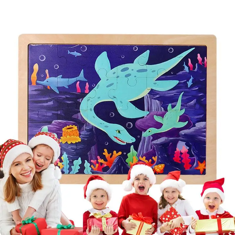 

Wooden Toddler Puzzles 24pcs Dinosaur Puzzle Toy Wooden Animal Puzzle Toddler Sensory Puzzles Wooden Montessori Toys STEM