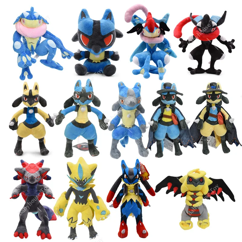 Pokemon Anime Figure Shiny Lucario Plush Doll Hooded Jazz Riolu Zeraora  Stuffed Cartoon Mega Animal Toys Xmas Gifts