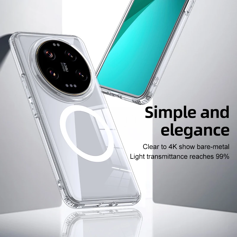 Matte & Clear Magnetic Wireless Charging Armor Case - Military Shockproof Back Cover