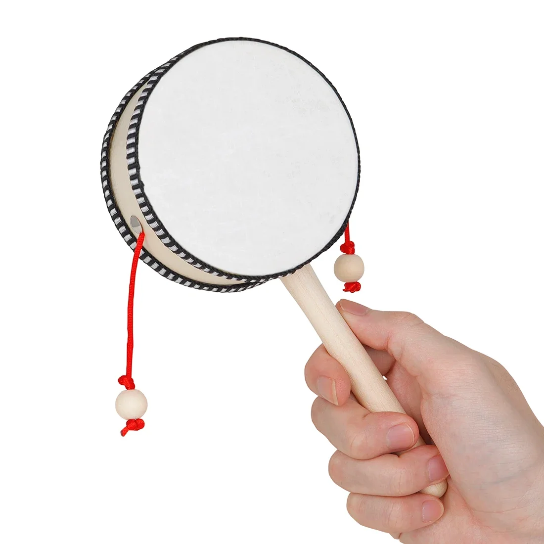 M MBAT Orff 4-inch Rattle Wooden Hand Drum Handheld Early Learning Educational Toys for Children Portable Orff Instrument Rattle