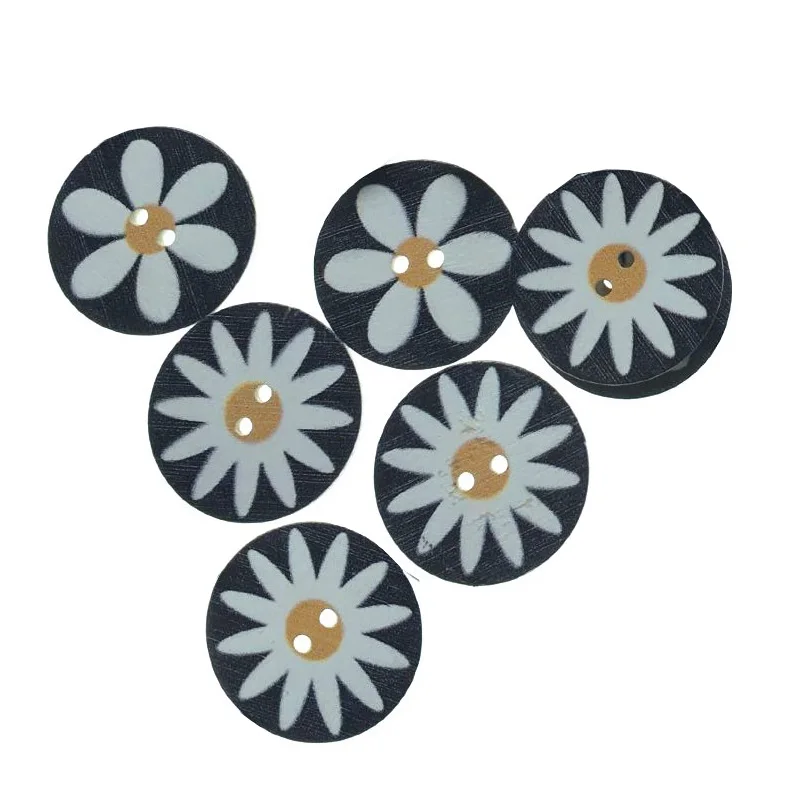 

50PCS 25MM Retro Botanic Print Series Wooden Button Handwork Sewing Scrapbooking Clothing Crafts Accessories Buttons Sewing