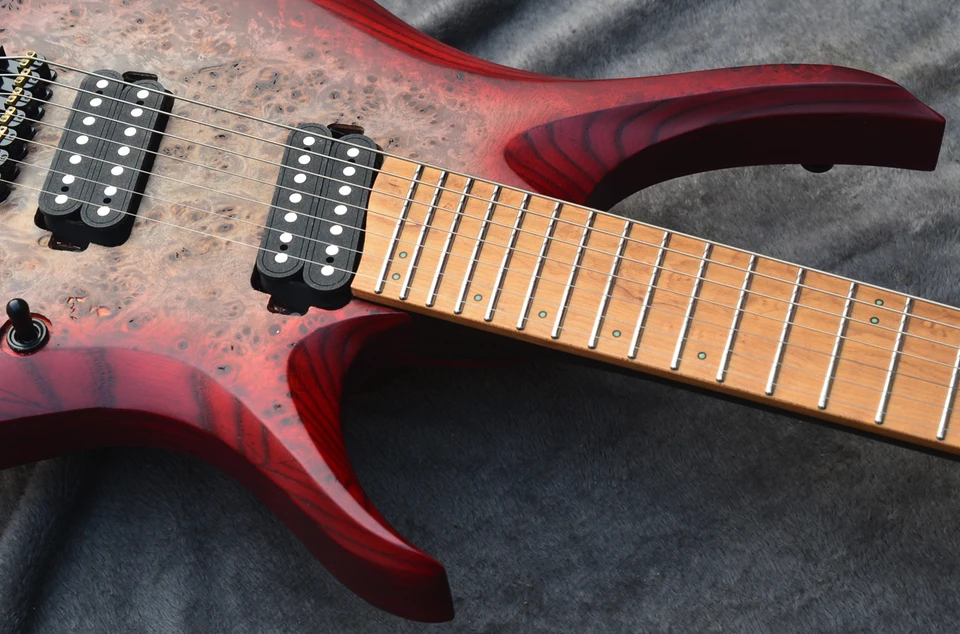 ファンなしのエレキギター,7弦,ヘッドレス,カラーバースト