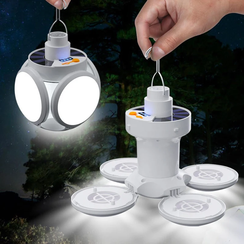 Pilipane Bombilla solar con gancho, bombilla LED solar de ahorro de  energía, luz blanca portátil USB con batería de 1000 mAh para campamento,  tienda