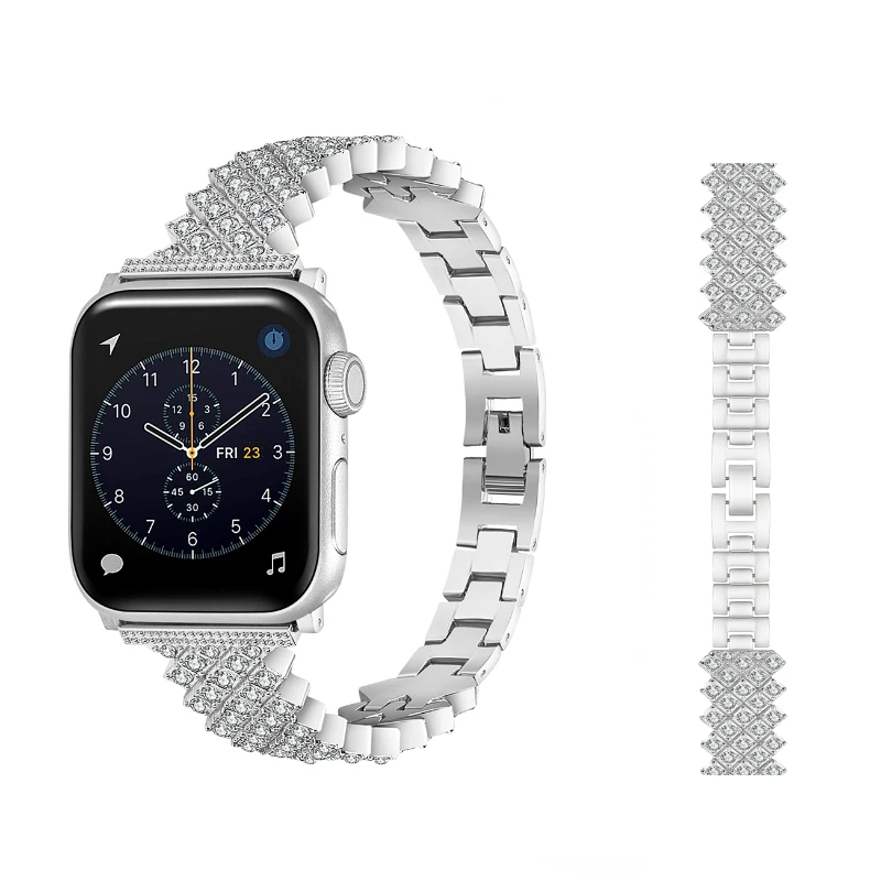 Metal Diamond Strap for Apple Watch Ultra 8 7 49mm 45mm 41mm 6 5 4 SE 44mm 40mm Luxury Ladies Wristband iWatch 3 42mm 38mm Band