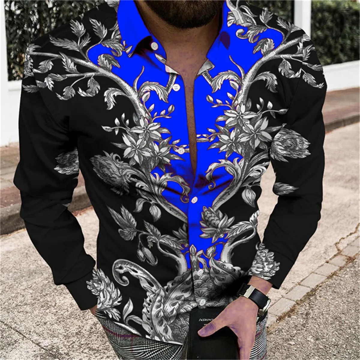

Spring/Summer Fashion Men's High Quality Top Long Sleeve Printed Shirt Designer Party Outdoor Luxury Comfortable Soft Top New