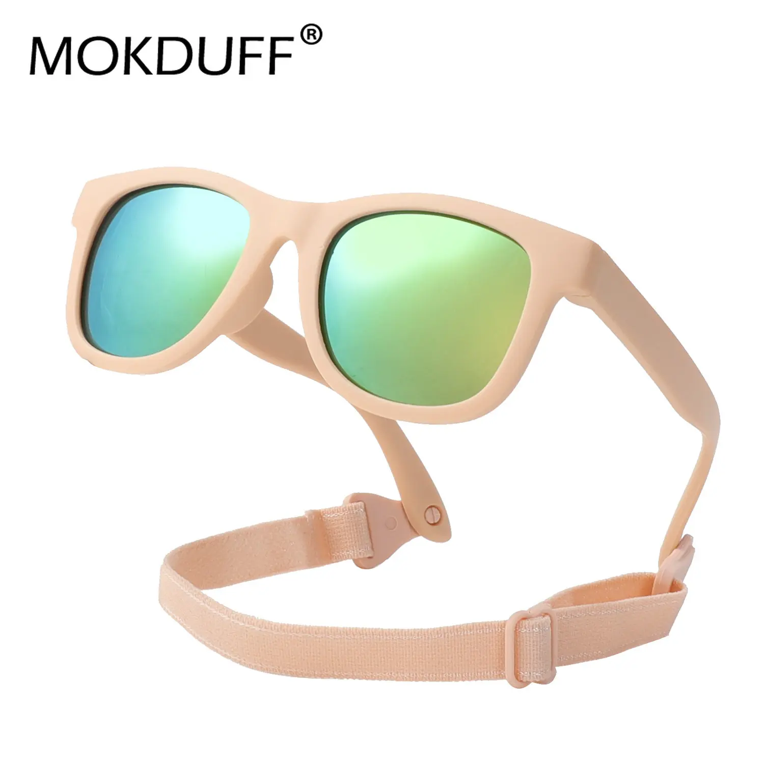 0-2 Year Baby Polarizrd Sunglae with Belt Flexible Durable Square Silicone Frame Mirrored UV400 Len Eyewear for_voghion.com