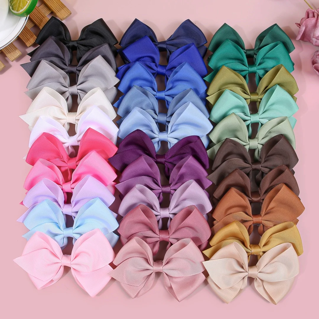 5 Stück süße Ripsband-Haarschleifen-Clips für Mädchen, niedliche Haarspangen, 30 Farben, Haarschleifen, Haarspangen, Clips, Kinder-Haar-Accessoires