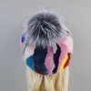 2025 Female Cute Fashion Winter Fox Fur Ball Hat Windproof Colorful Baseball Caps Real Mink Fur Hat Women Thick Warm Russian Cap 5