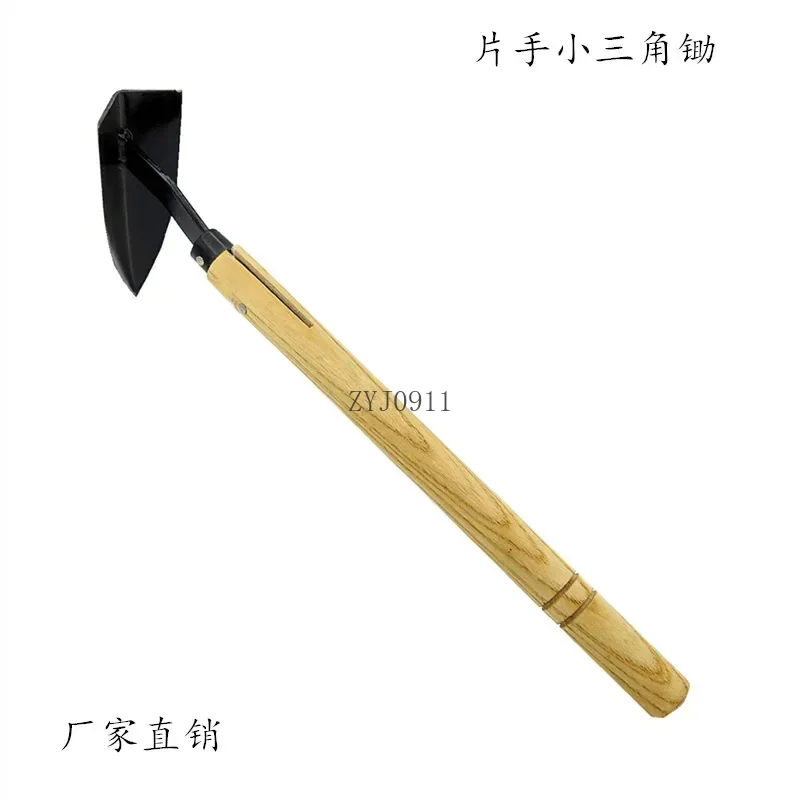 All Steel Toon Wooden Handle Small Triangular Wooden Hoe Outdoor Archaeological Weeding and Fertilization Pointed Hoe 4
