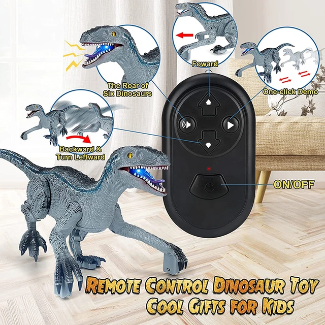 Dinosaure Télécommandé Bleu pour Garçon, Jouet Raptor, Cadeau pour