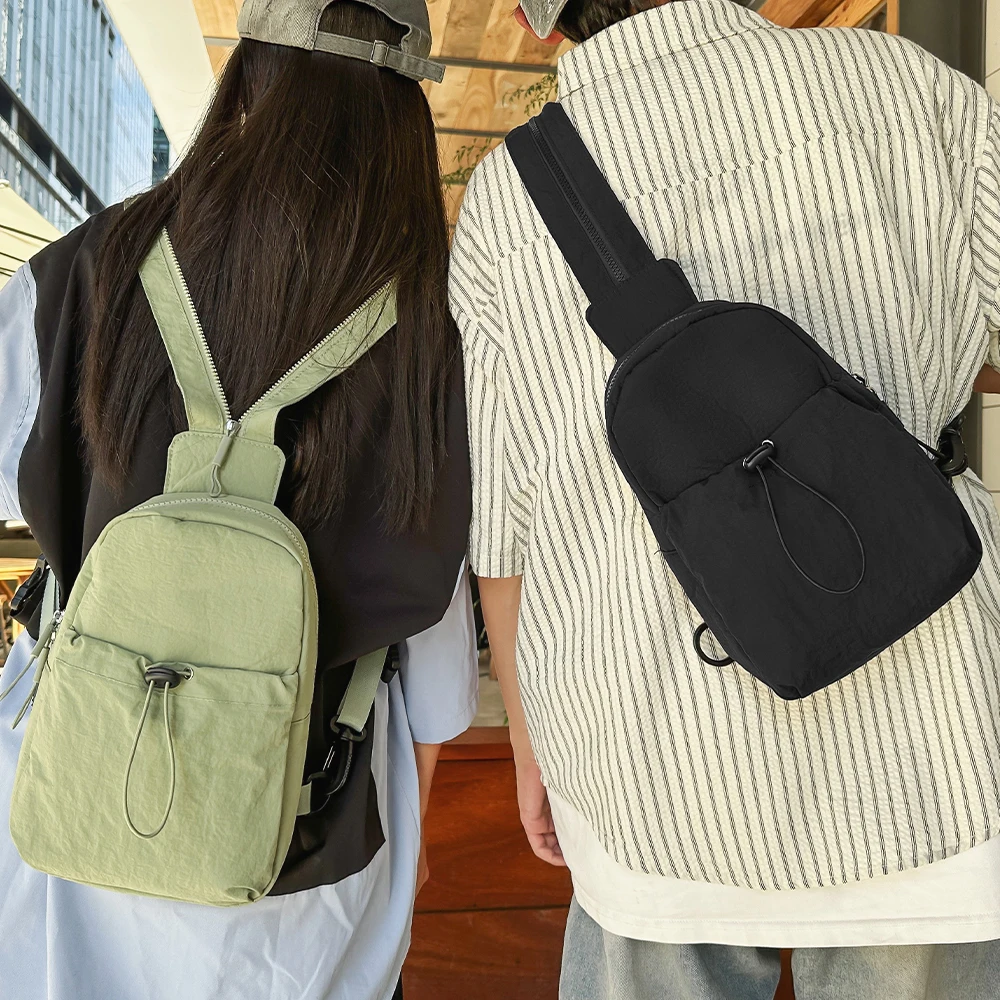 Sac à dos, petit sac de banlieue décontracté, sac de poitrine à double usage à une épaule, sac de poitrine polyvalent et léger en tissu