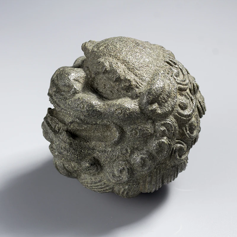 Löwenkopf-Statue, Schutzengel Foo Dog, Tee-Haustier, handgeschnitzt aus Naturgranit, Feng Shui, Glücksbringer, Zen-Dekoration für Zuhause und Büro, Maskottchen-Geschenk, 7 cm – Detail 7