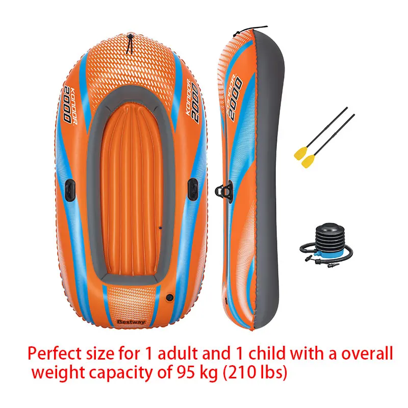 Bestway 61136/61140/61142/61146 1-3 Person Heavy Duty Inflatable Kayak - Long Lasting PVC Rafting Adventure Boat for Thrilling 5