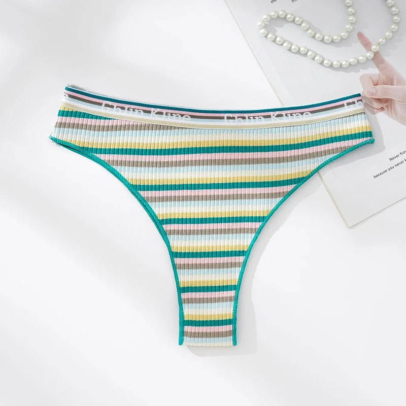 16pcs Ladies Multicolor Cotton Comfortable Breathable Fitted Low Waist Sexy Thongs