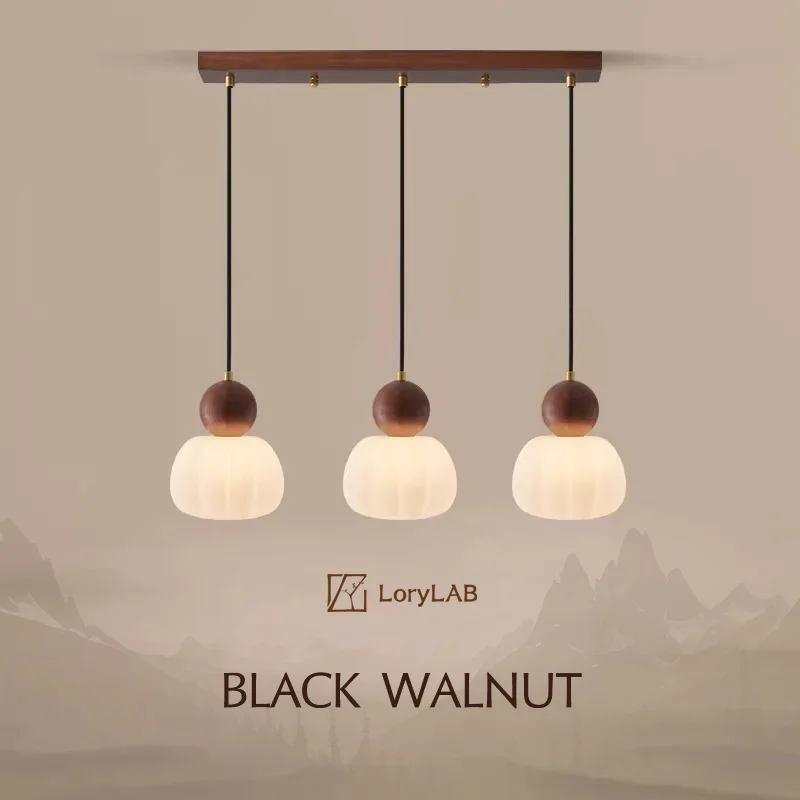 

Walnut Wood Pendant Light, Wabi-sabi Modern style, Dining Room lighting for Bedroom, Bedside, Living, Dining Room, Showcase
