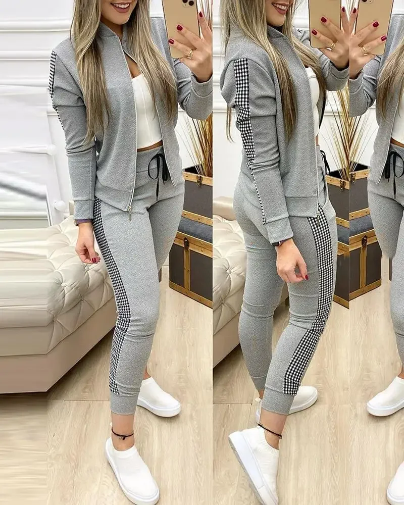 

Women Two Piece Set Outfits Autumn Women's Tracksuit Zipper Top And Pants Casual Sport Suit Winter