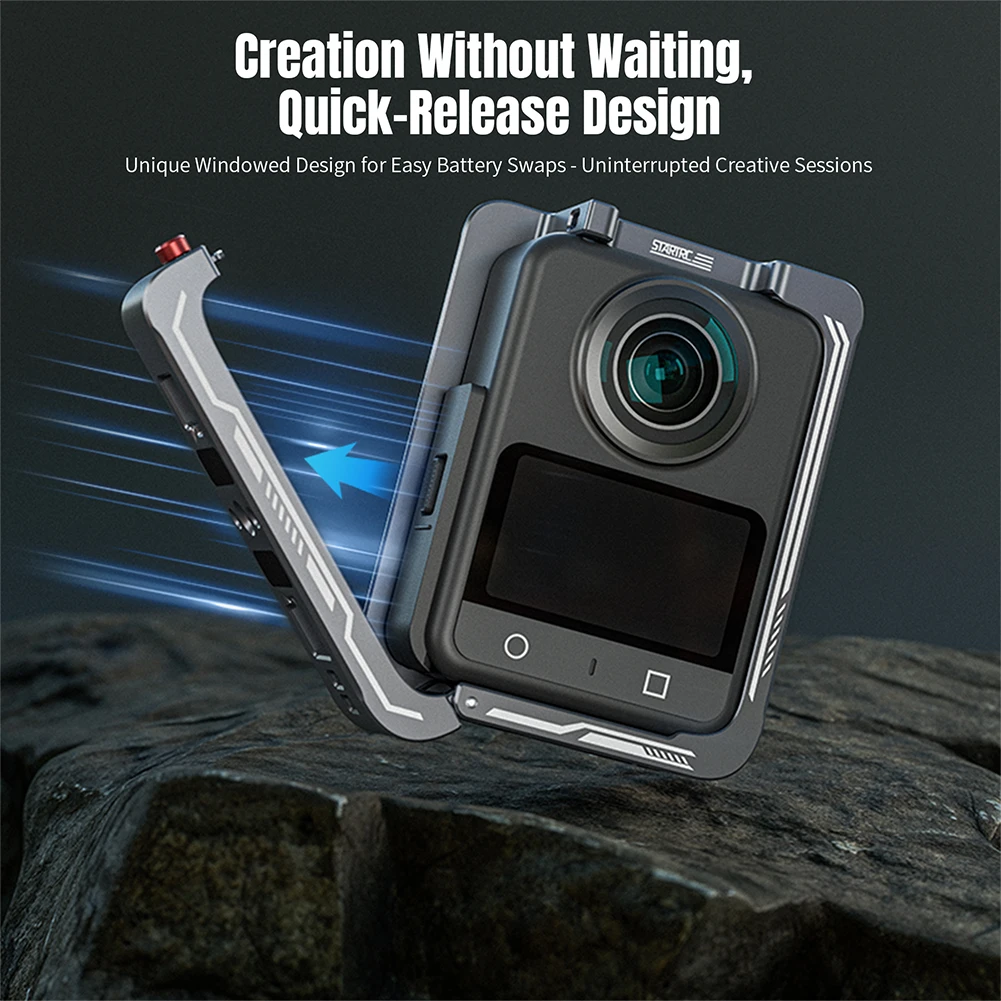 For DJI OSMO 360 Action Camera Full Protective Frame Case with Cold Shoe Quick Release Metal Rabbit Cage Case Camera Accessories