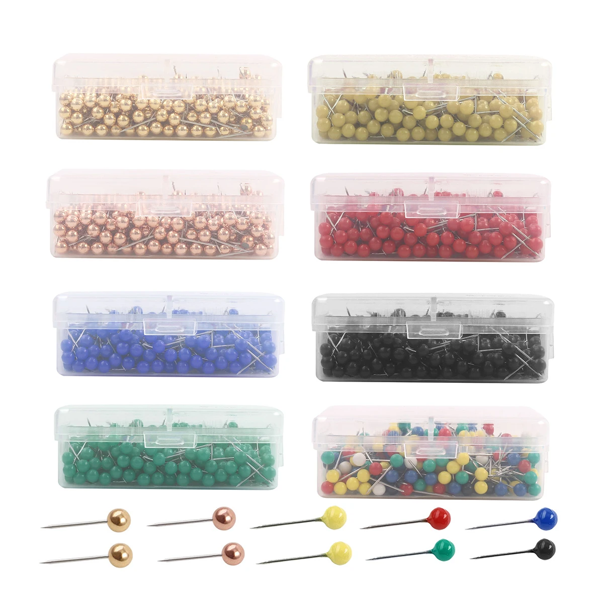 500Pcs/Box Multicolor Push Pins Map Tacks Round Head Thumb Tack for Cork Bulletin Board Picture Fabric Marking DIY Sewing Crafts 200pcs round pearl head pins dressmaking sewing pin fixed marking tool straight quilting pins for diy crafts sewing accessories