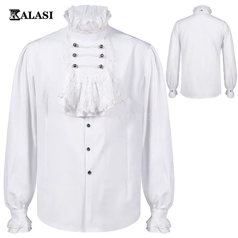 

2023 New Gothic Vintage Pleated Ladies Shirts Harajuku Retro Medieval Clothing Steampunk Victorian Men Top Casual Women Clothing