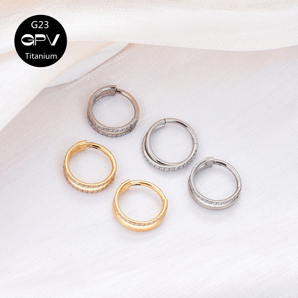 

G23 Titanium Nose Ring Three Models Electroplated Gold 16G Nasal Septum Ring Punk Men's and Women's Piercing Jewelry