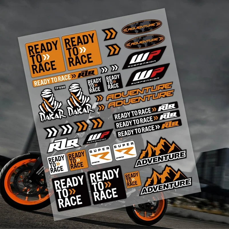 Reflective Motorcycle Stickers Decals Logo Ready To Race For Rc390 Adventure Duke 200 390 890 990 1090 1190 1290 Tank Emblem maisto 1 18 motorcycle models ktm 690 smc r rc390 640 duke ll motrcycle diecast moto miniature race toy for gift collection