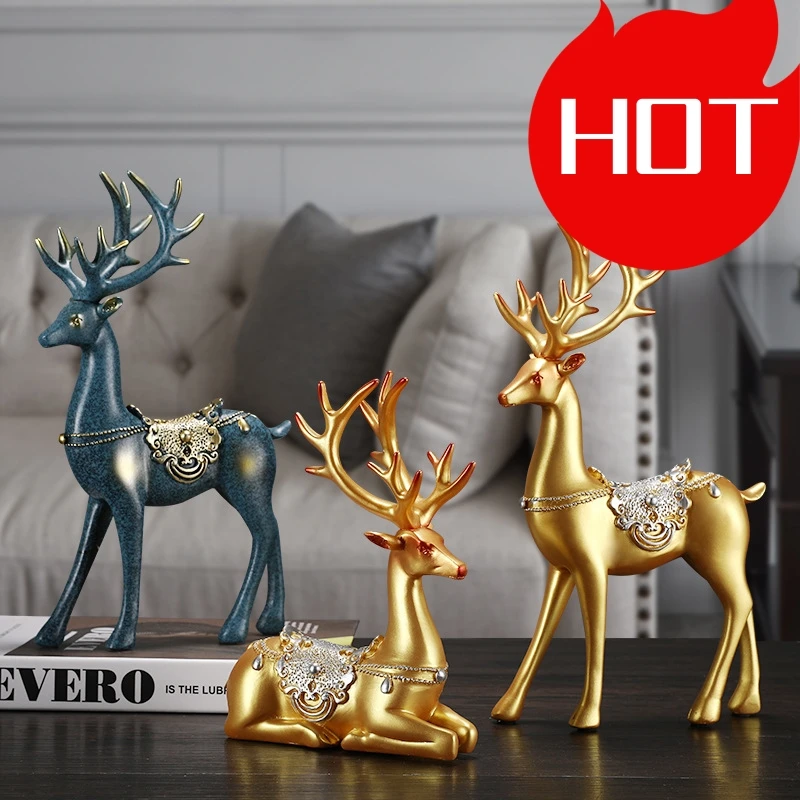 

2pc Nordic light luxury couple pair of deer ornaments home wine cabinet decorations living room housewarming gifts resin crafts