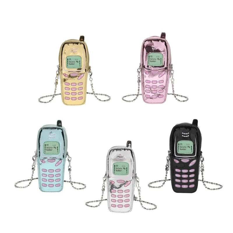 

Cool Women's Chain Purse PU Leather Shoulder Bags Cartoon and Funny Phone Bag