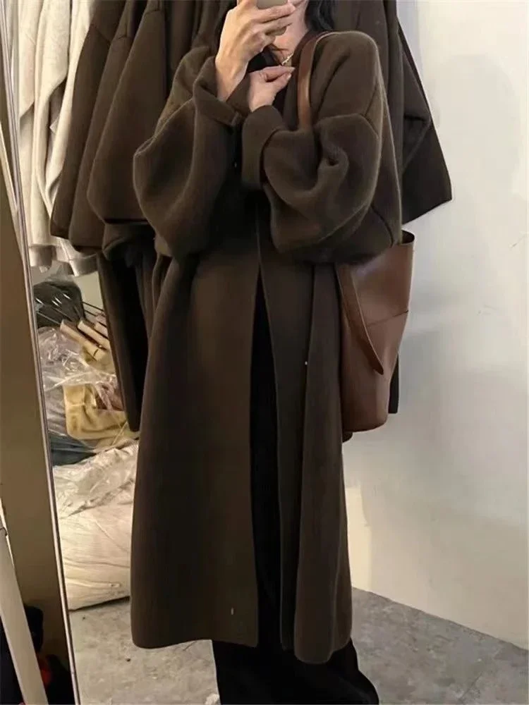 

MODX Loose Mid-length Knitted Cardigan Oversized 80kg Vintage Coats Winter Chic Knitwears Tops Designer Korean Sweater Mujer