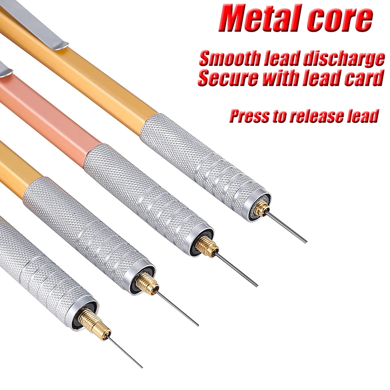 0.3 0.5 0.7 0.9mm Golden Low Center of Gravity All Metal Automatic Pencil Art Sketch Drawing Office Writing Stationery Supplies 5
