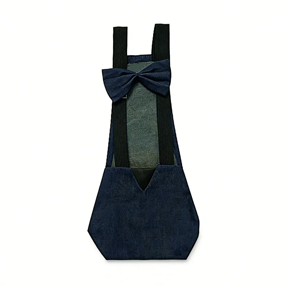 Housse Bouteille Chic Nœud Papillon Bleu Marine & Bretelles