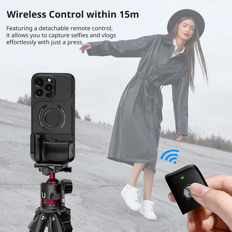 Ulanzi O-LOCK Phone Camera Grip Handle for iPhone 15 Pro/Max O-Lock Quick-Release Phone Case with Remote Control 1/4 Mount