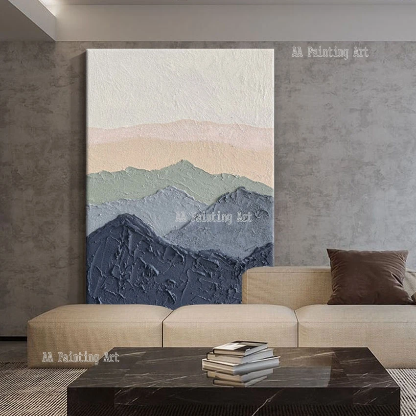 

Handmade Thick Oil Painting Mountain Landscape 3D Textured Acrylic Wall Canvas Art Picture High Quality Hotel Decoration