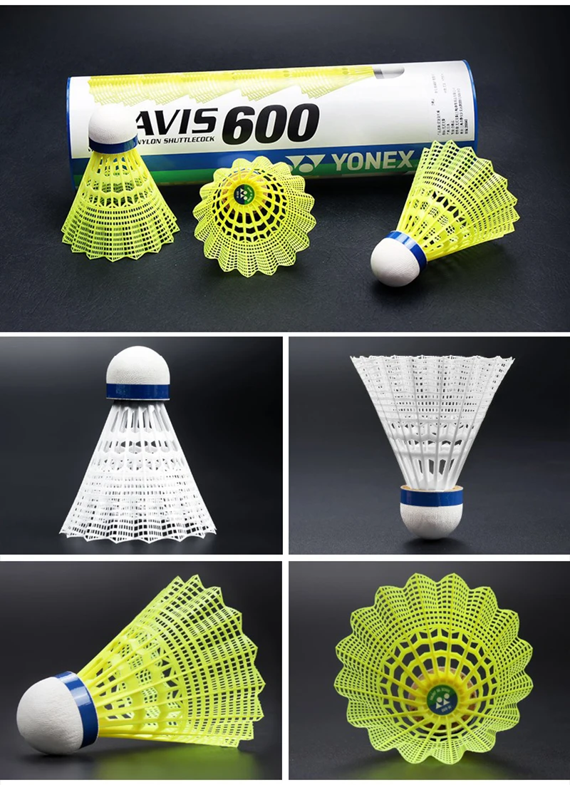 6cps/Lot YONEX MAVIS Series Nylon Shuttlecock Yellow/White Speed Volant Badminton For Indoor and Outdoor Training Match