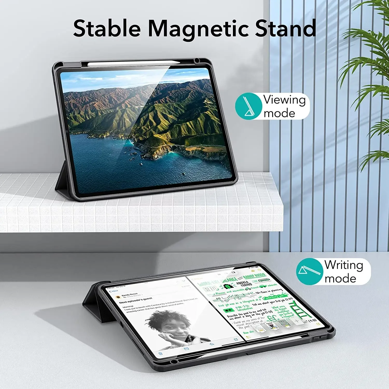 Ipad pro用の取り外し可能な磁気ケース,ペンホルダー,ハードPC