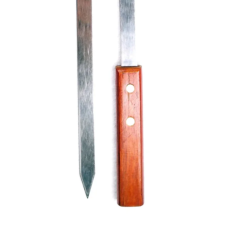 20.5''52cm Barbecue Skewers Stainless Steel Fork Flat Shish Kebab BBQ Needle Grills Sticks Turkish Long Wood Skewer Panic Tools
