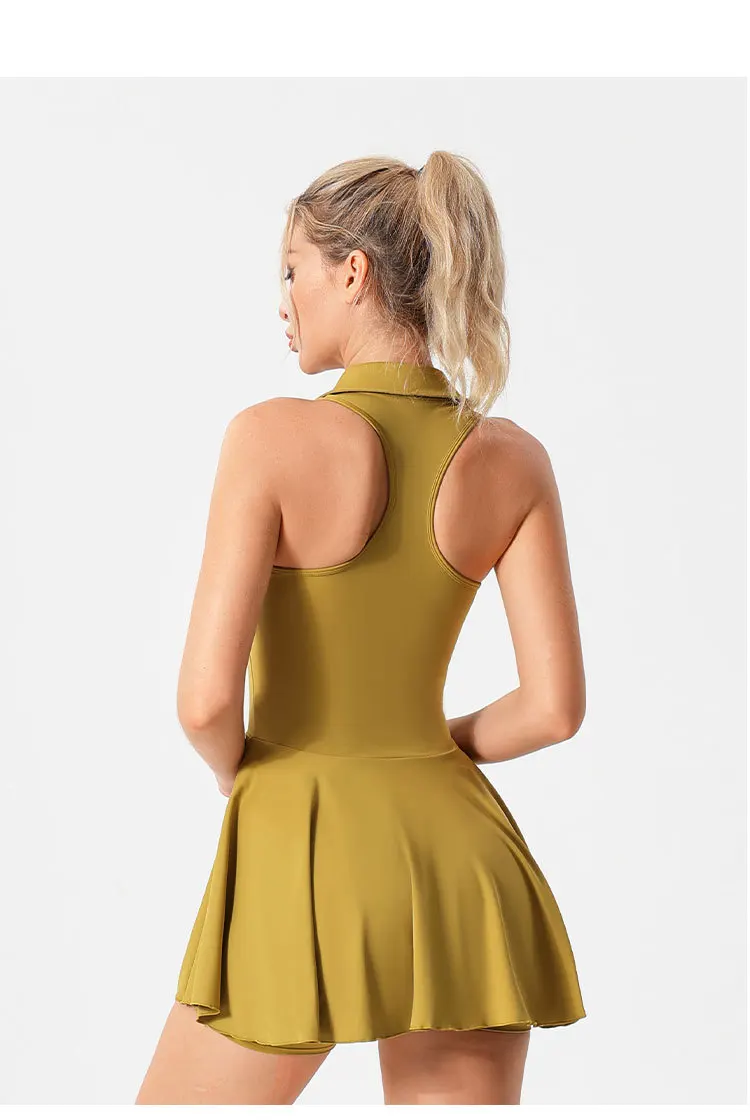 Abito da tennis polo con protezioni per il petto e pantaloncini Pantaloncini fitness morbidi ad alta elasticità Gonne da yoga per il controllo della pancia Abbigliamento da palestra Abbigliamento sportivo - immagine 4