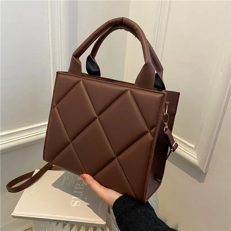 Vintage Women's Bag Leather Square Shoulder Bag Large Capacity Tote Handbag For Women Shopping Bag Commuting