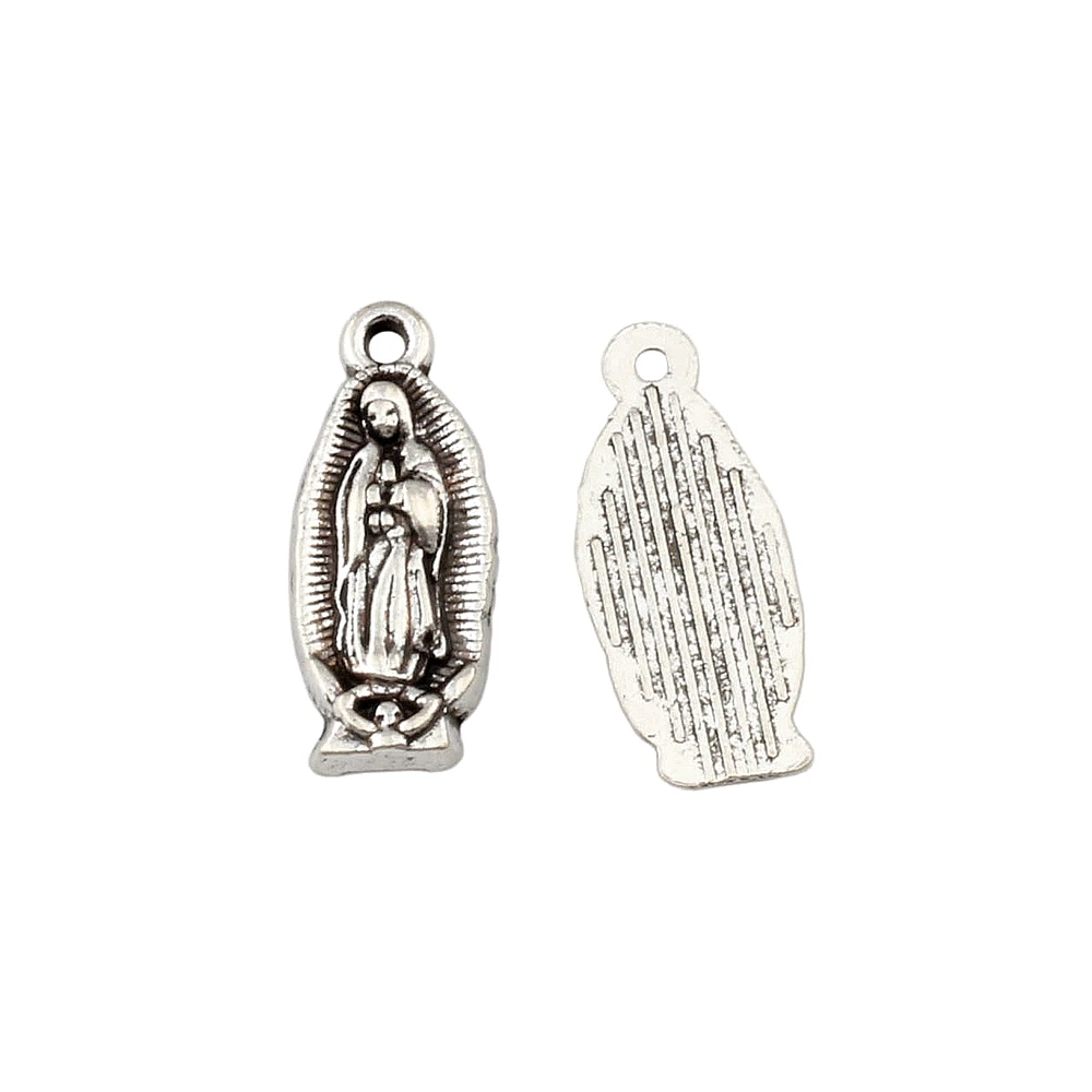 100Pcs Tibetan Silver Alloy Virgin Mary Charms Pendants For Jewelry Making Bracelet Necklace DIY Accessories  8.5x22.5MM A-388