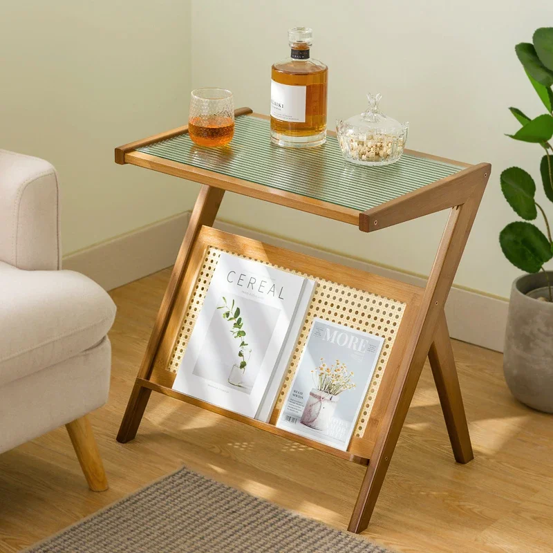 Modern Changhong Glass Coffee Tables Nordic Bamboo Sofa Side Table Living Room Apartment Coffee Table Creative Corner Tables c