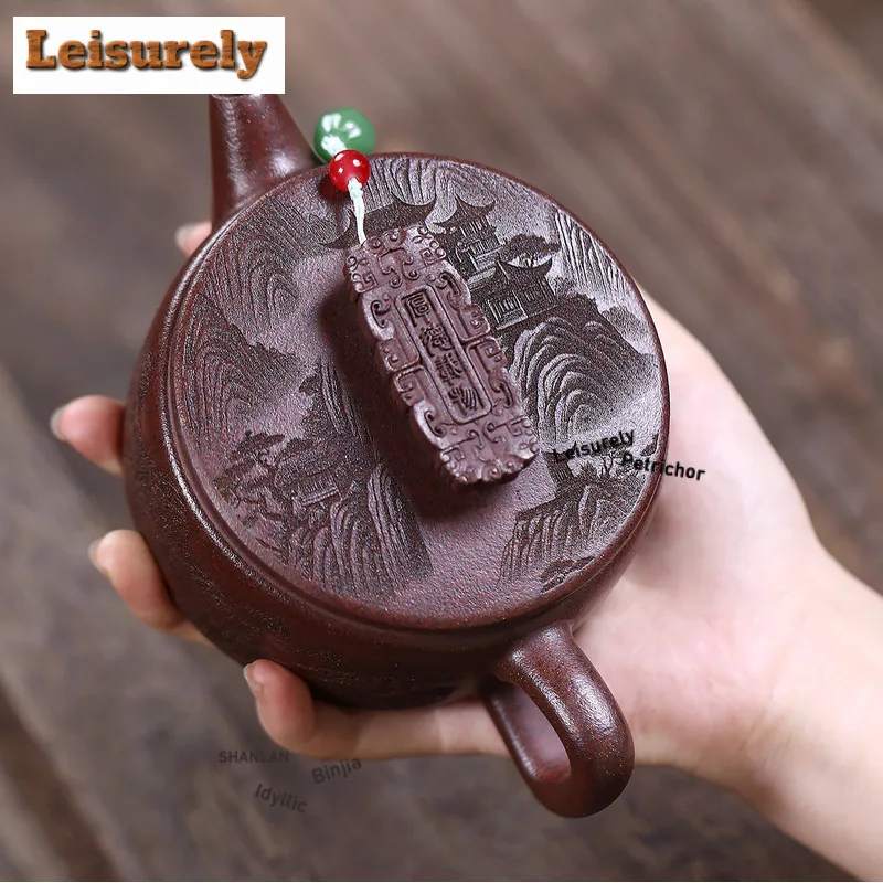 300ml High-end Yixing Purple Clay Teapots Handmade Large Caliber Pot Raw Ore Sweaty Mud Kettle With Infuser Chinese Zisha Teaset