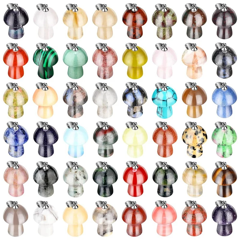 

Crystal Mushroom Natural Stone Pendants For Jewelry Making Mushroom Shaped Pendant Mushroom Charms Multicolor 50 PCS