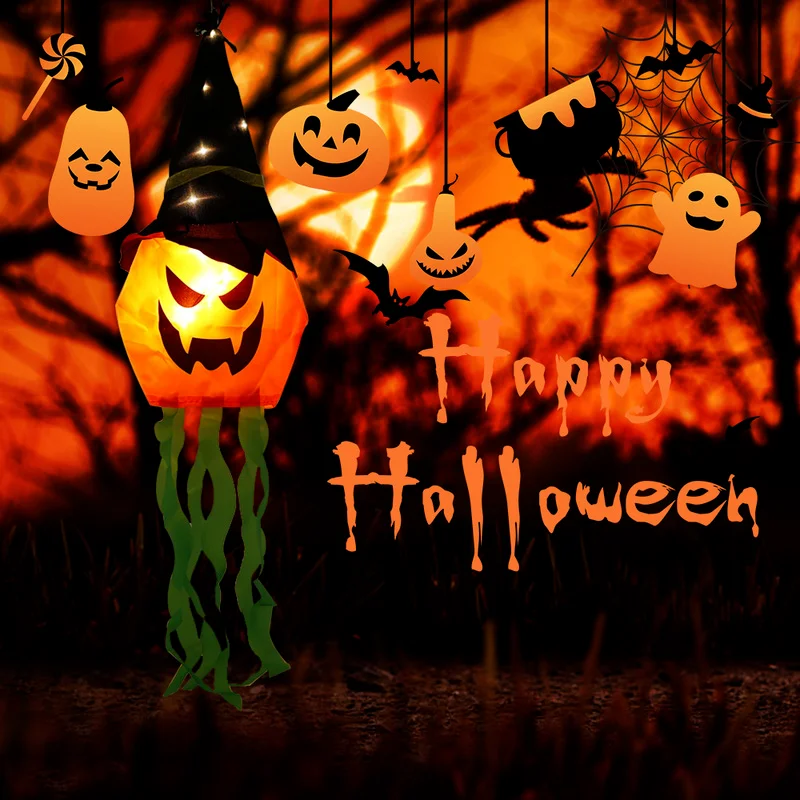 

Pumpkin LED Halloween Decoration Flashing Light Gypsophila Ghost Festival Dress Up Glowing Ghost Hat Lamp Decor Hanging Lantern