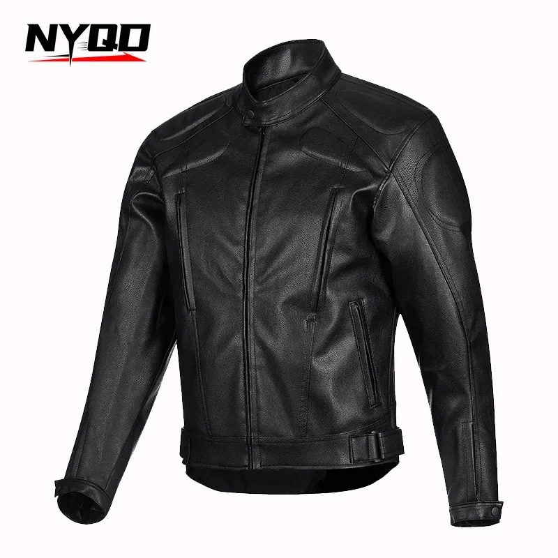 GHOST RACING Winter Motorcycle Jacket PU Leather Chaqueta Moto Men's Waterproof Motorcycle Set Jacket Men מעיל אופנוע