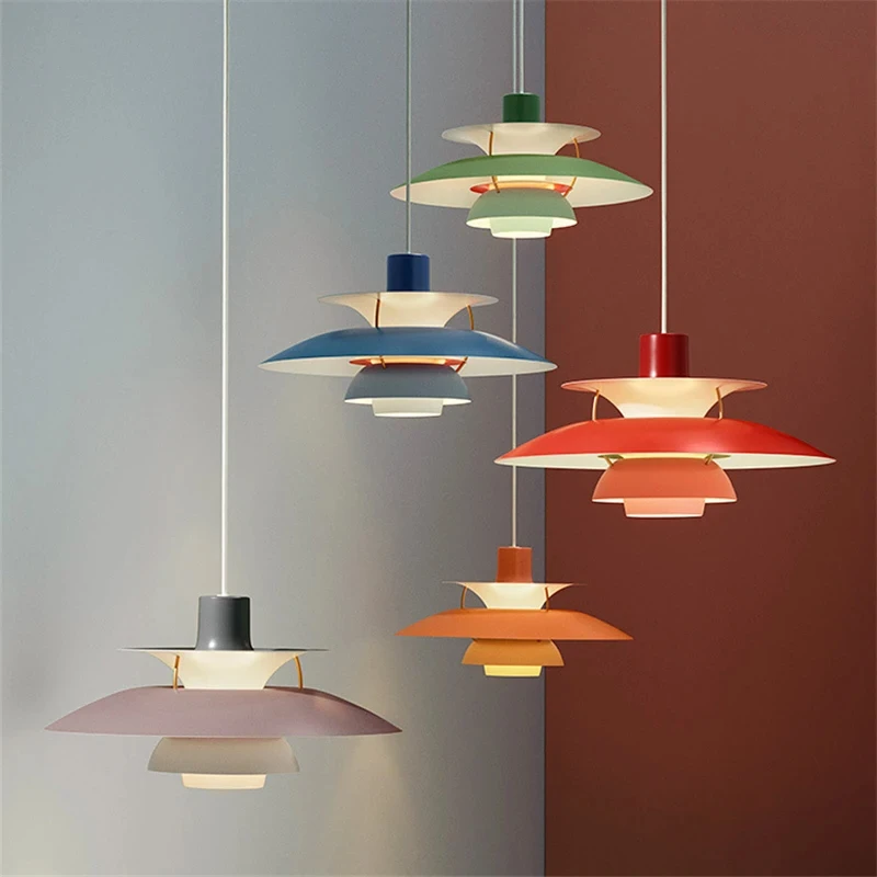 

Modern Colorful PH5 Led Pendant Lamp Living Room Bedroom Danish Designer Umbrella Ceiling Chandelier Suspended Light Dining Room