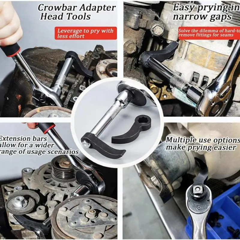 Pry Bar Wrench Adapter Crow Bar Wrench Adapter Powerful Ratchet Pry Portable Crowbar Head Tool For Home Small Spaces