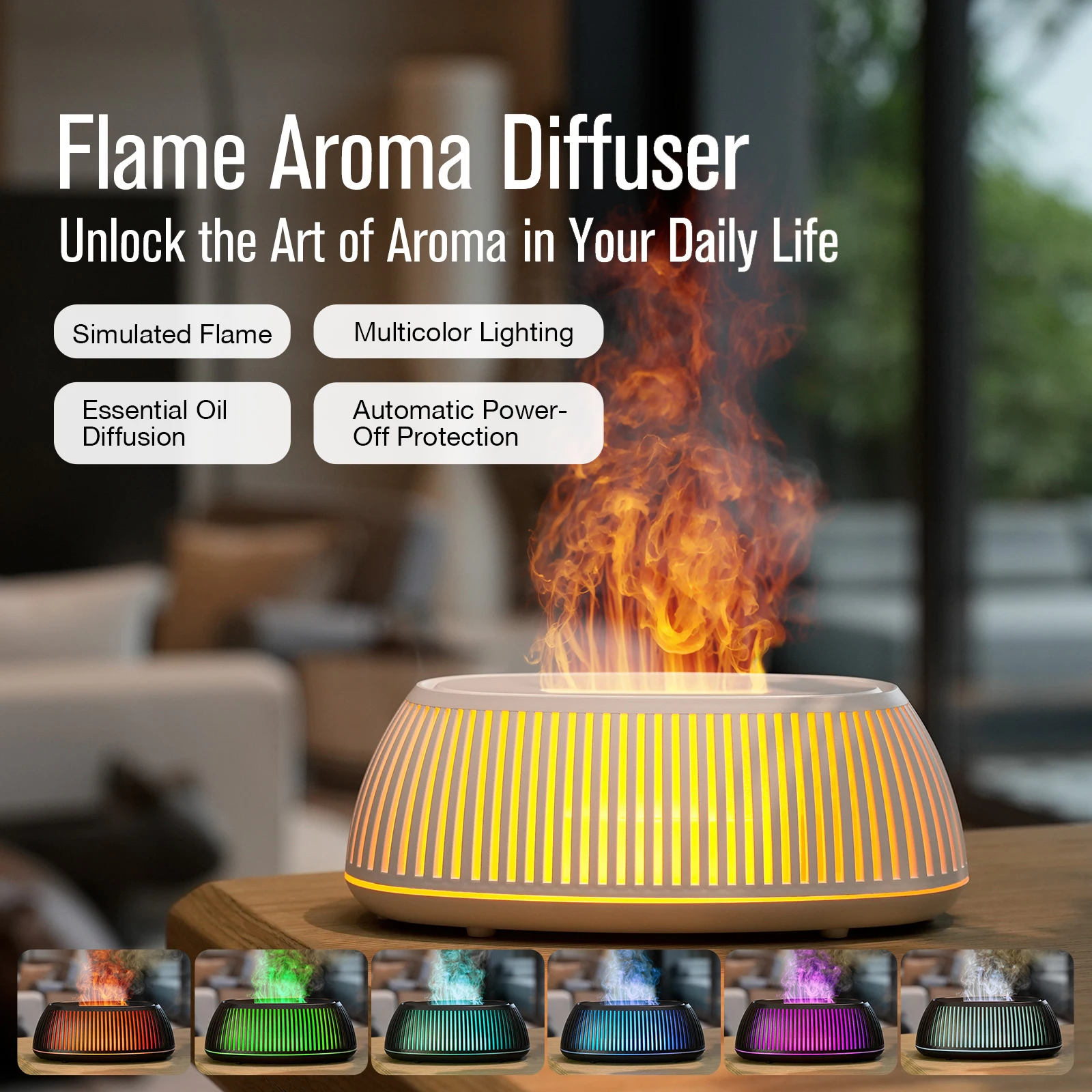 1 PC Simüle Alev Aroma Difüzörü, Mini Hava Nemlendirici, Ev Ofis Nemlendirme için USB ile Çalışan Esansiyel Yağ Difüzörü