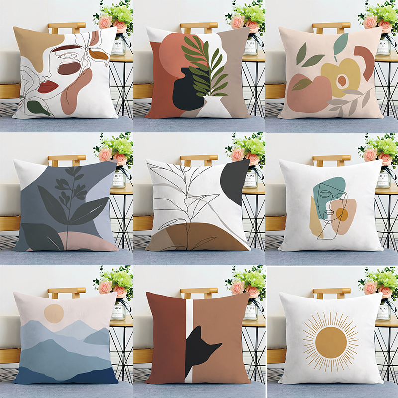 Morandi Color Matching Print Decorative Pillowcase Bedroom Living Room Square Cushion Pillowcase